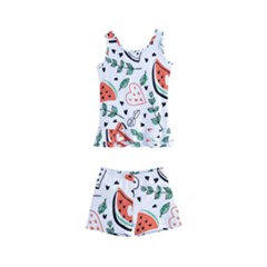 Seamless-vector-pattern-with-watermelons-mint Kids  Boyleg Swimsuit by Vaneshart