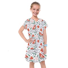 Seamless-vector-pattern-with-watermelons-mint Kids  Drop Waist Dress by Vaneshart