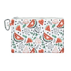 Seamless-vector-pattern-with-watermelons-mint Canvas Cosmetic Bag (large)