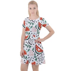 Seamless-vector-pattern-with-watermelons-mint Cap Sleeve Velour Dress  by Vaneshart