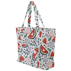 Seamless-vector-pattern-with-watermelons-mint Zip Up Canvas Bag by Vaneshart