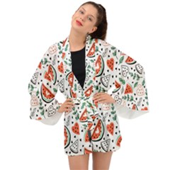 Seamless-vector-pattern-with-watermelons-mint Long Sleeve Kimono by Vaneshart