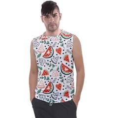 Seamless-vector-pattern-with-watermelons-mint Men s Regular Tank Top