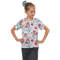 Seamless-vector-pattern-with-watermelons-mint Kids  Mesh Piece Tee