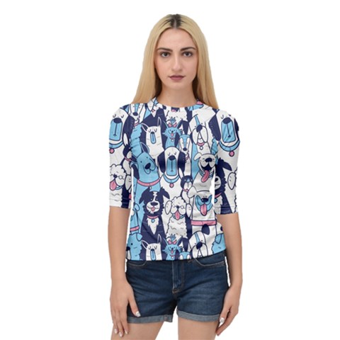 Dogs-seamless-pattern Quarter Sleeve Raglan Tee by Vaneshart