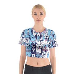 Dogs-seamless-pattern Cotton Crop Top by Vaneshart