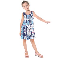 Dogs-seamless-pattern Kids  Sleeveless Dress by Vaneshart