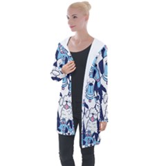 Dogs-seamless-pattern Longline Hooded Cardigan by Vaneshart