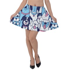 Dogs-seamless-pattern Velvet Skater Skirt by Vaneshart