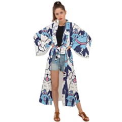 Dogs-seamless-pattern Maxi Kimono by Vaneshart