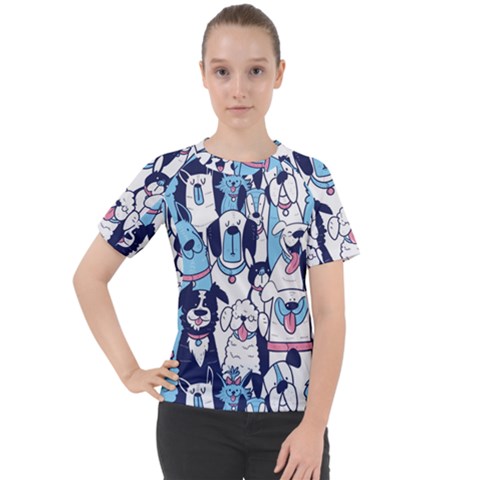 Dogs-seamless-pattern Women s Sport Raglan Tee by Vaneshart