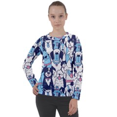 Dogs-seamless-pattern Women s Long Sleeve Raglan Tee