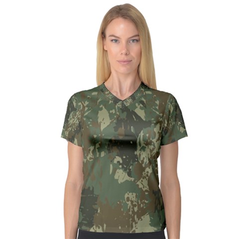 Camouflage-splatters-background V-neck Sport Mesh Tee by Vaneshart