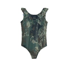 Camouflage-splatters-background Kids  Frill Swimsuit by Vaneshart