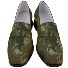 Camouflage-splatters-background Women s Chunky Heel Loafers by Vaneshart