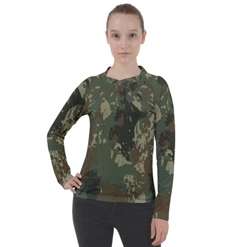 Camouflage-splatters-background Women s Pique Long Sleeve Tee by Vaneshart