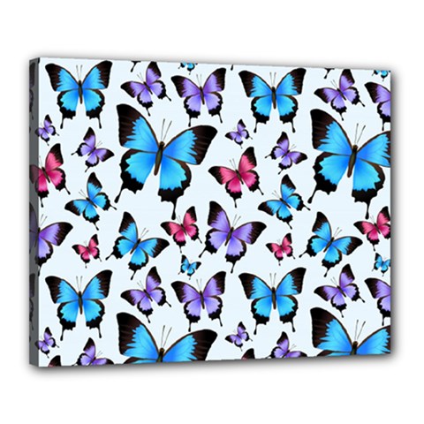 Decorative-festive-trendy-colorful-butterflies-seamless-pattern-vector-illustration Canvas 20  X 16  (stretched) by Vaneshart