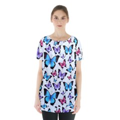 Decorative-festive-trendy-colorful-butterflies-seamless-pattern-vector-illustration Skirt Hem Sports Top by Vaneshart