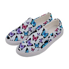 Decorative-festive-trendy-colorful-butterflies-seamless-pattern-vector-illustration Women s Canvas Slip Ons by Vaneshart