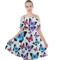 Decorative-festive-trendy-colorful-butterflies-seamless-pattern-vector-illustration Cut Out Shoulders Chiffon Dress View1