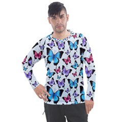 Decorative-festive-trendy-colorful-butterflies-seamless-pattern-vector-illustration Men s Pique Long Sleeve Tee