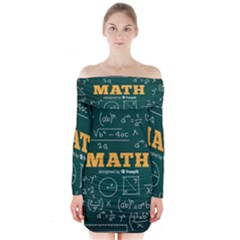 Realistic-math-chalkboard-background Long Sleeve Off Shoulder Dress by Vaneshart