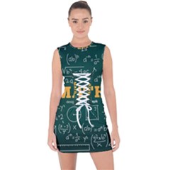 Realistic-math-chalkboard-background Lace Up Front Bodycon Dress by Vaneshart