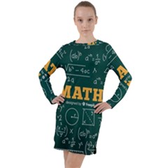 Realistic-math-chalkboard-background Long Sleeve Hoodie Dress