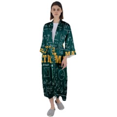 Realistic-math-chalkboard-background Maxi Satin Kimono