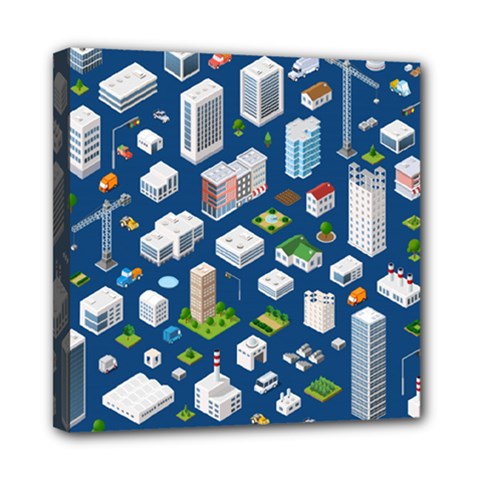 Isometric-seamless-pattern-megapolis Mini Canvas 8  X 8  (stretched) by Vaneshart