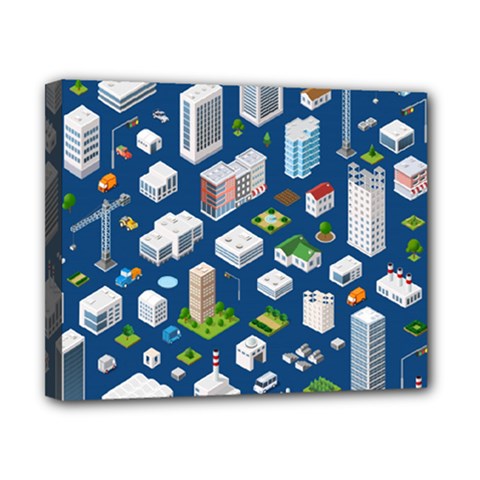 Isometric-seamless-pattern-megapolis Canvas 10  X 8  (stretched) by Vaneshart