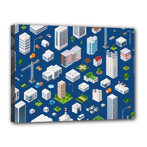 Isometric-seamless-pattern-megapolis Canvas 16  X 12  (stretched) by Vaneshart