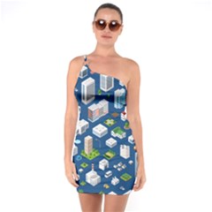 Isometric-seamless-pattern-megapolis One Soulder Bodycon Dress by Vaneshart