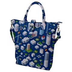 Isometric-seamless-pattern-megapolis Buckle Top Tote Bag by Vaneshart