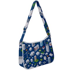 Isometric-seamless-pattern-megapolis Zip Up Shoulder Bag