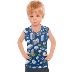 Isometric-seamless-pattern-megapolis Kids  Sport Tank Top