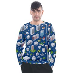 Isometric-seamless-pattern-megapolis Men s Long Sleeve Raglan Tee