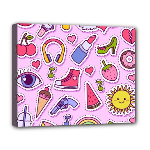 Fashion Patch Set Deluxe Canvas 20  X 16  (stretched) by Vaneshart