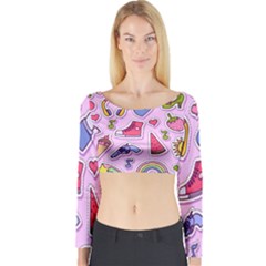 Fashion Patch Set Long Sleeve Crop Top by Vaneshart