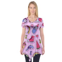 Fashion Patch Set Short Sleeve Tunic  by Vaneshart