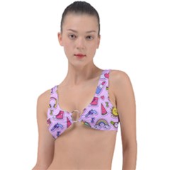 Fashion Patch Set Ring Detail Bikini Top