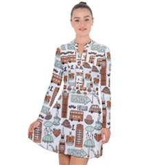 Seamless-pattern-with-london-elements-landmarks Long Sleeve Panel Dress by Vaneshart