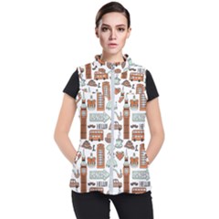 Seamless-pattern-with-london-elements-landmarks Women s Puffer Vest by Vaneshart