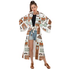 Seamless-pattern-with-london-elements-landmarks Maxi Kimono by Vaneshart