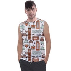 Seamless-pattern-with-london-elements-landmarks Men s Regular Tank Top