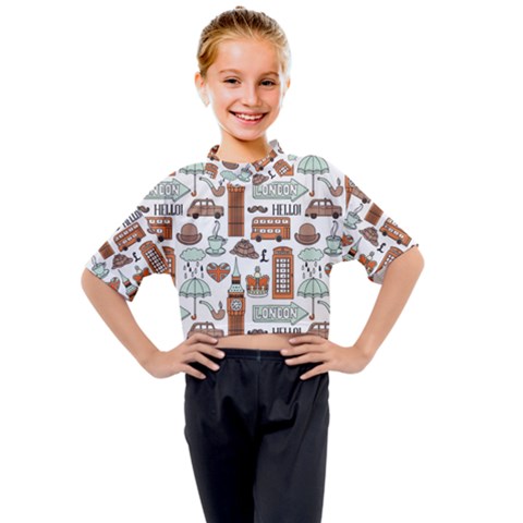 Seamless-pattern-with-london-elements-landmarks Kids Mock Neck Tee by Vaneshart