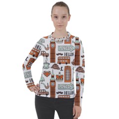 Seamless-pattern-with-london-elements-landmarks Women s Pique Long Sleeve Tee