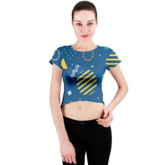 Flat-design-geometric-shapes-background Crew Neck Crop Top by Vaneshart