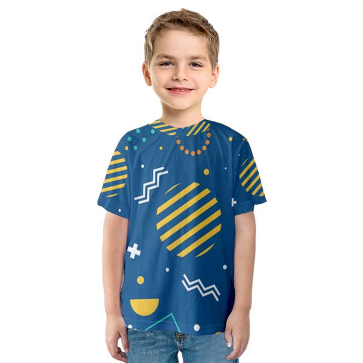 Flat-design-geometric-shapes-background Kids  Sport Mesh Tee