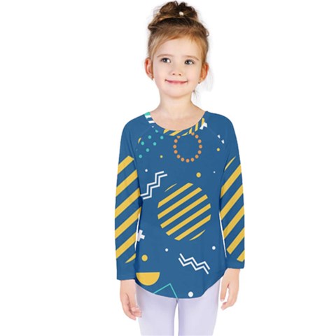 Flat-design-geometric-shapes-background Kids  Long Sleeve Tee by Vaneshart